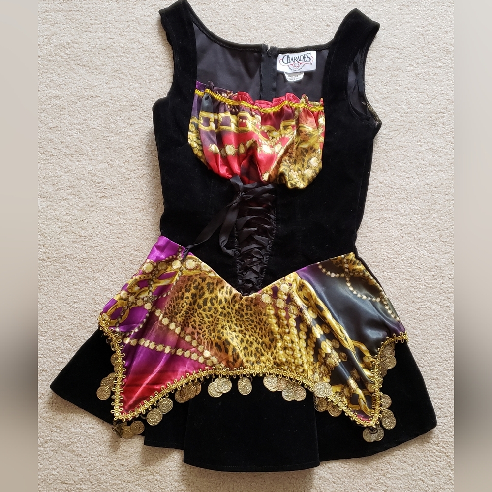 Gypsy Pirate Costume Including a Scarf - Black and Gold